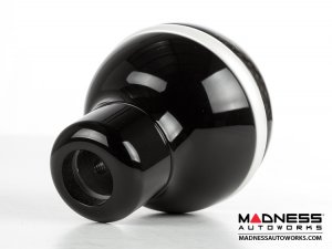 FIAT 500 Gear Shift Knob - Black Italy - Carbon Fiber Top/ Black Base and Pearl White Side Stripe